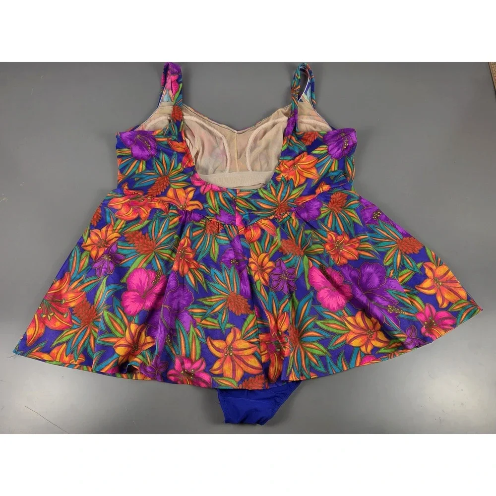 Vintage Robby Len One Piece PLUS 32W Neon Pink Purple Orange Green Blue Tropical